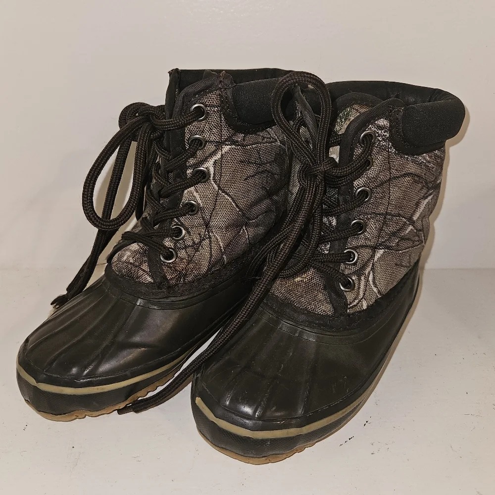 Game Winner Boys Hunting Boots Black Brown Camo Thrm Lace Up Youth 11